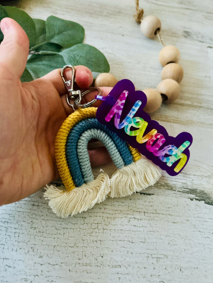 Personalized Rainbow Name Keychain