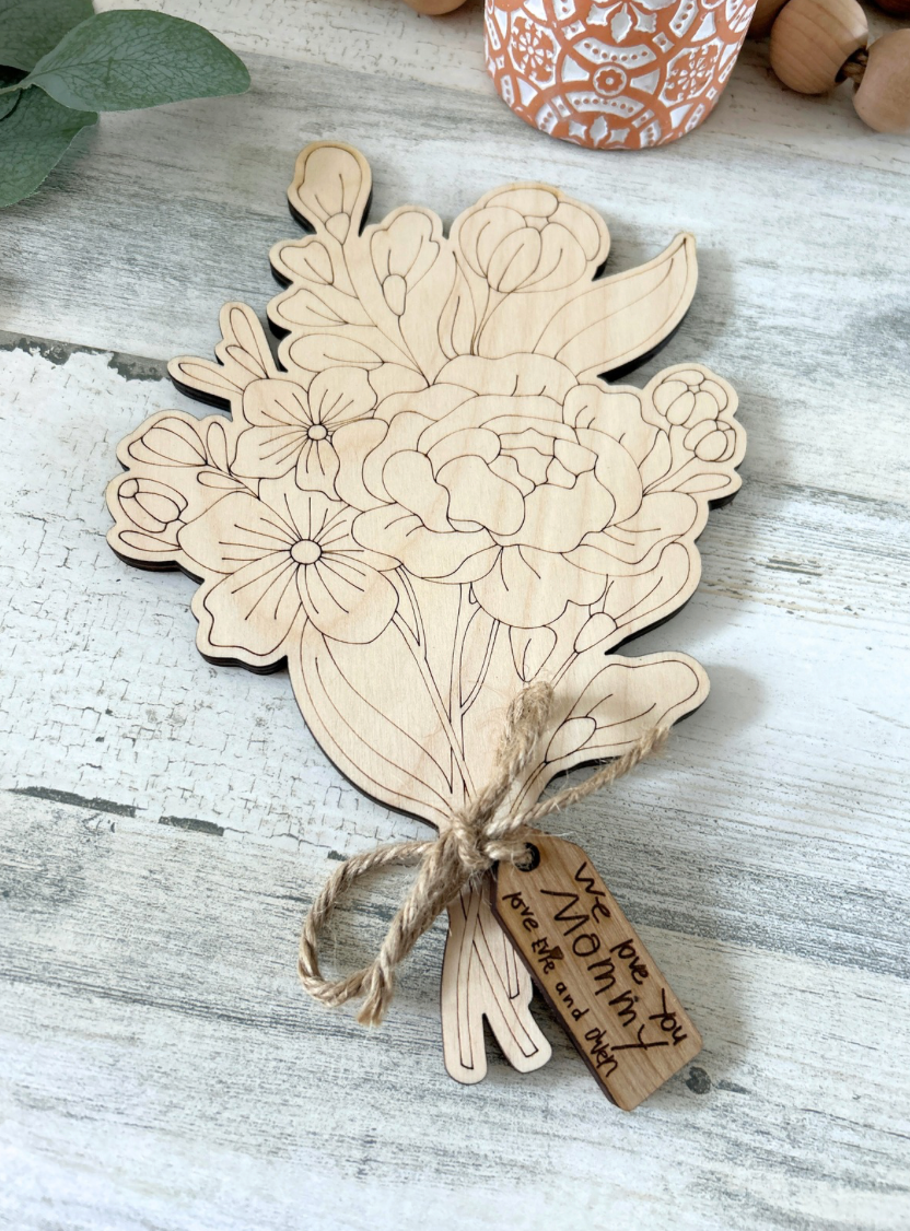 Personalized DIY Wooden Flower Bouquet for Mom & Grandma