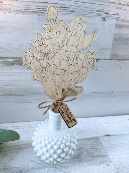 Personalized DIY Wooden Flower Bouquet for Mom & Grandma