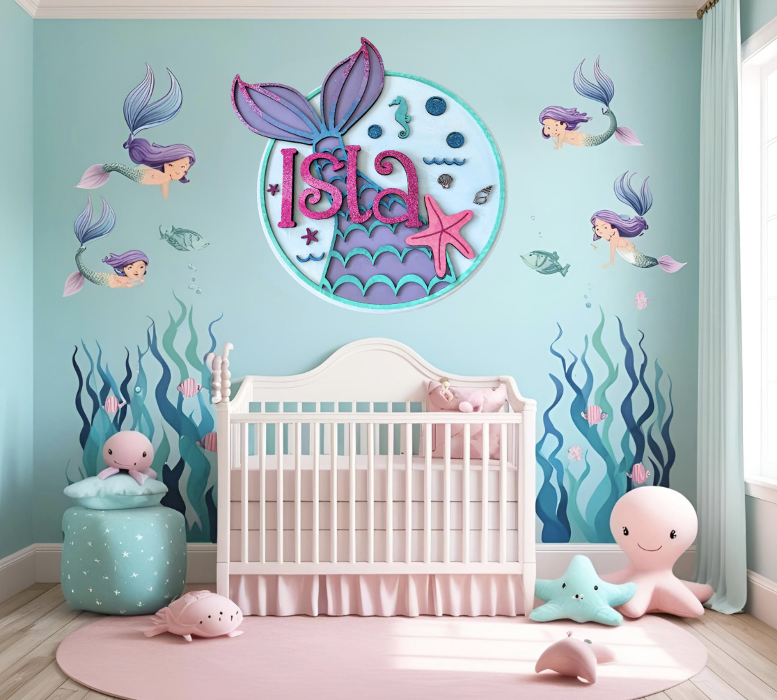 Personalized Mermaid Nursery Sign