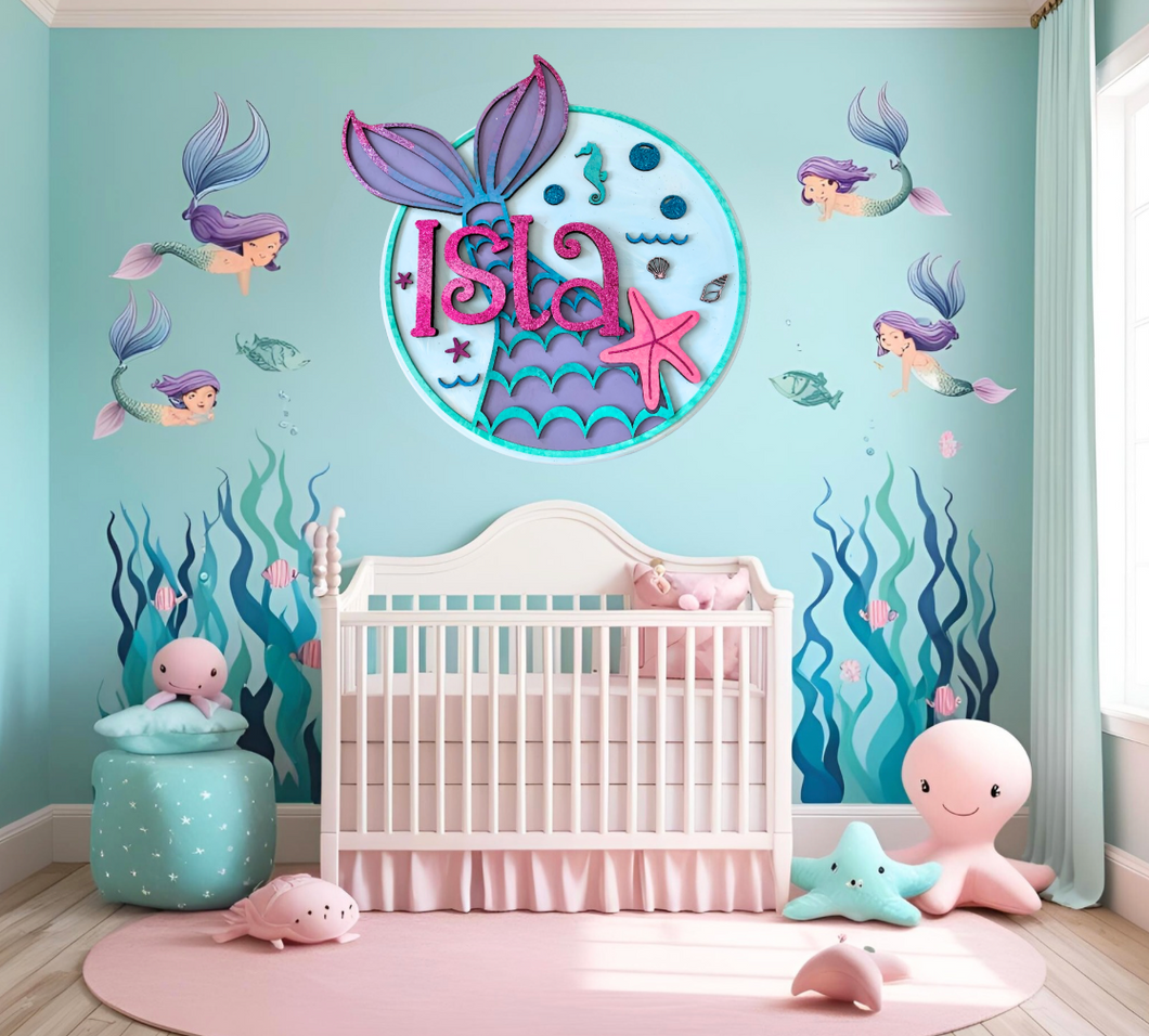 Personalized Mermaid Nursery Sign