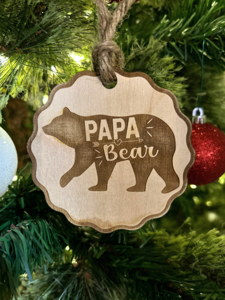 Wooden Bear Family Ornament