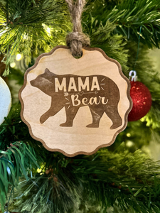 Wooden Bear Family Ornament