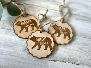 Wooden Bear Family Ornament
