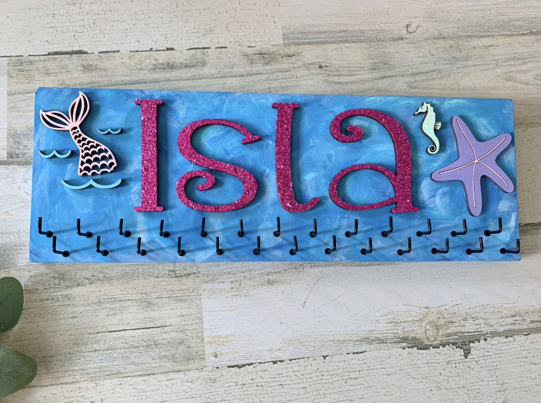 Personalized Mermaid Bow & Headband Holder