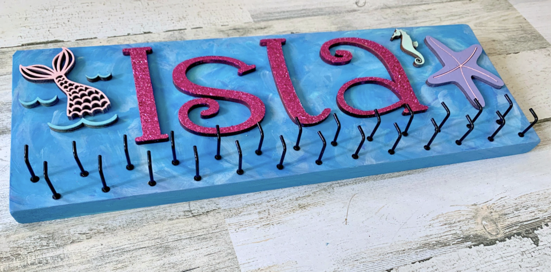 Personalized Mermaid Bow & Headband Holder