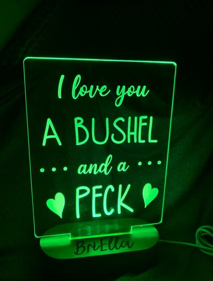 I Love You a Bushel & a Peck Personalized Night Light