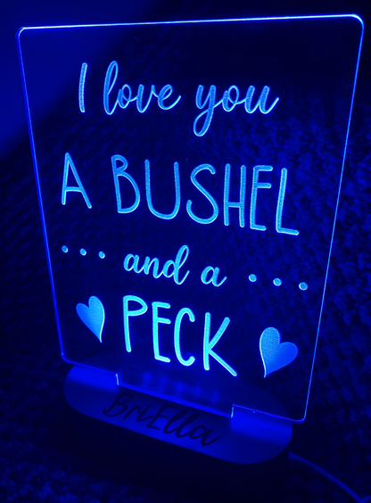 I Love You a Bushel & a Peck Personalized Night Light