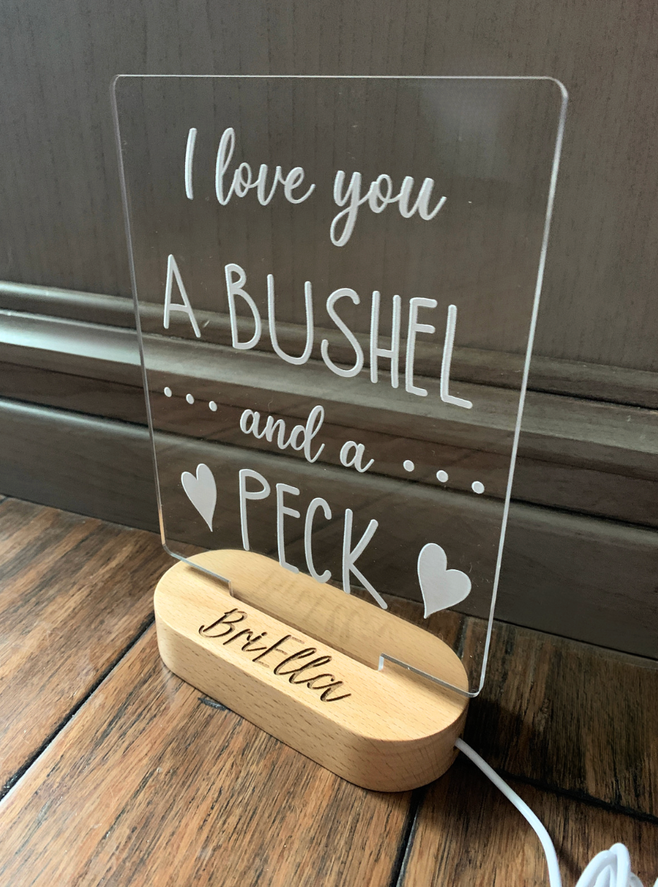 I Love You a Bushel & a Peck Personalized Night Light