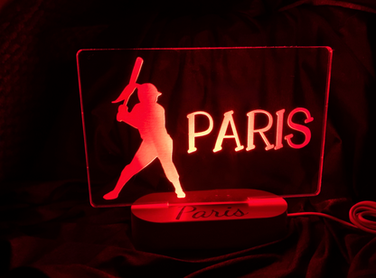 Personalized Softball Color Changing Night Light