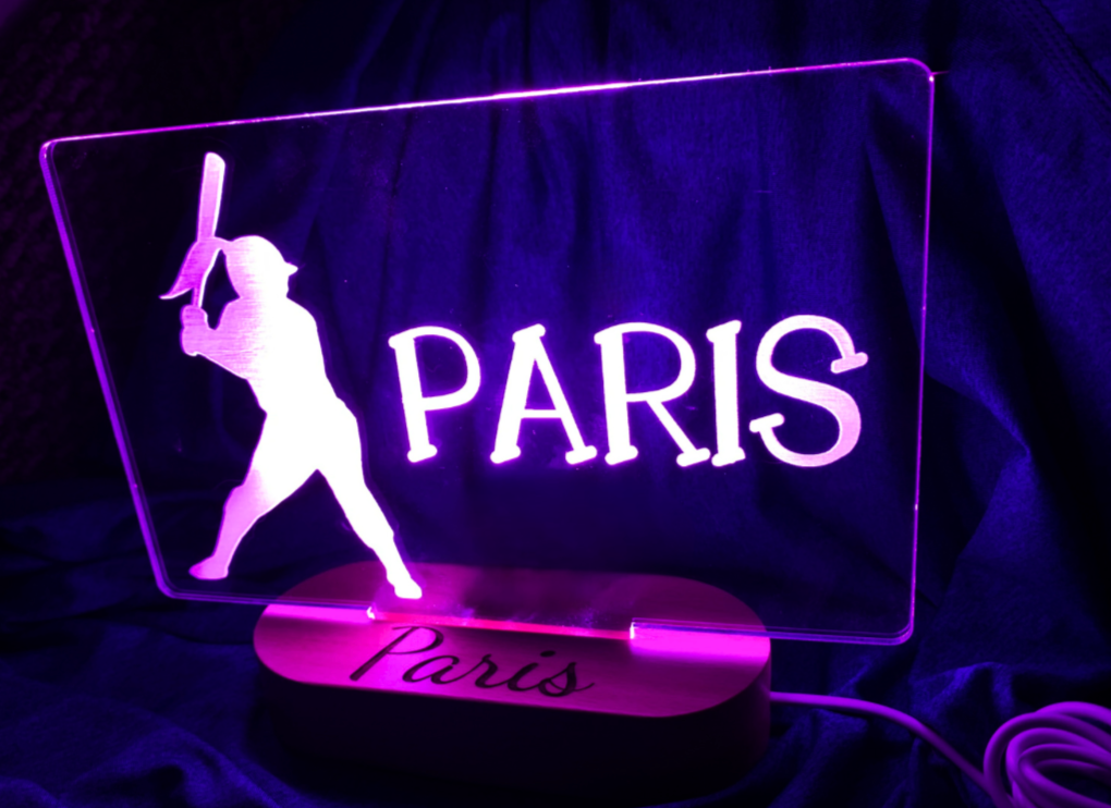 Personalized Softball Color Changing Night Light