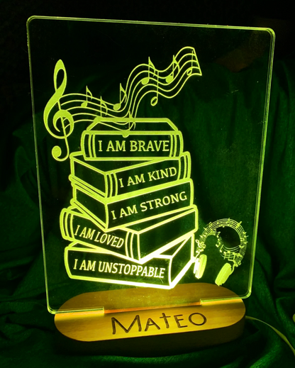 Personalized Music Affirmation Color Changing Night Light