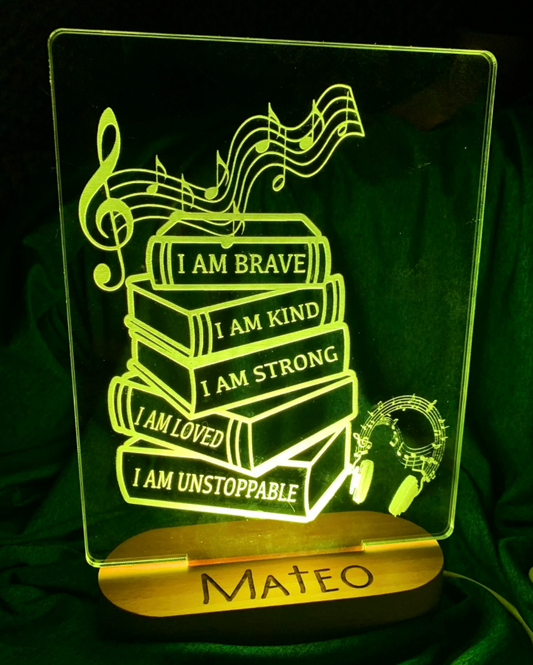 Music Affirmation Color Changing Acrylic Night Light