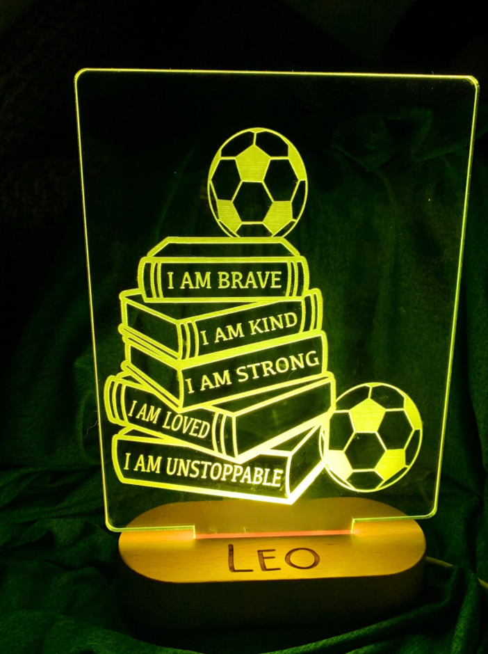 Personalized Soccer Affirmation Color Changing Night Light