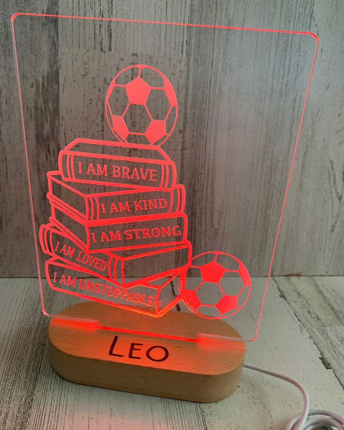 Personalized Soccer Affirmation Color Changing Night Light