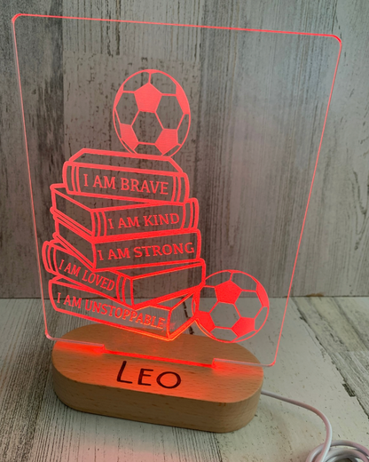 Personalized Soccer Affirmation Color Changing Night Light