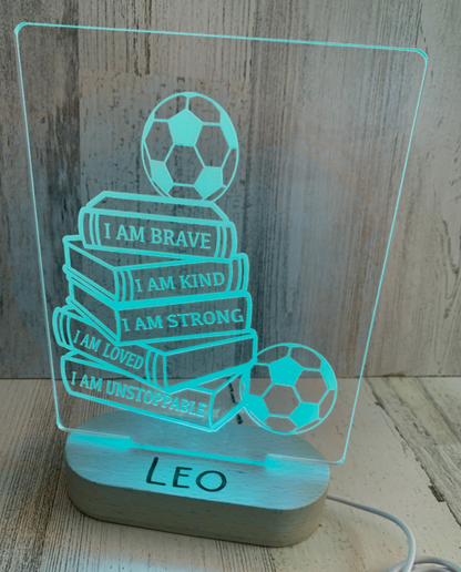 Personalized Soccer Affirmation Color Changing Night Light