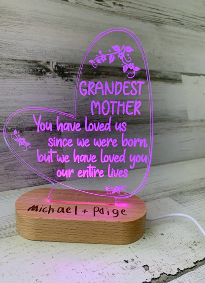 Personalized Heart Color Changing Night Light