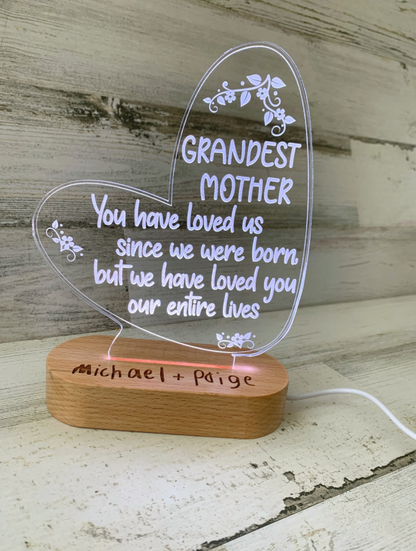 Personalized Heart Color Changing Night Light