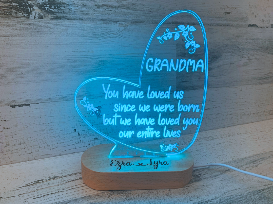 Personalized Heart Color Changing Night Light