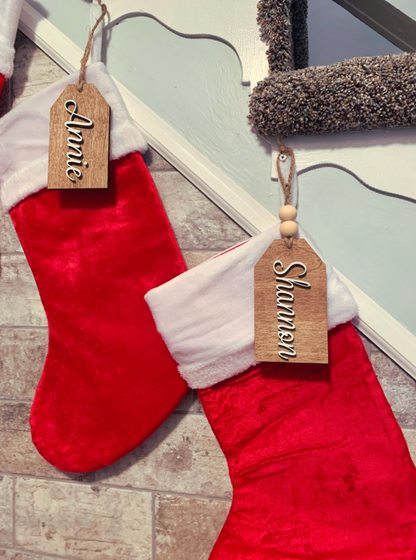 Personalized Wooden Christmas Stocking Name Tag