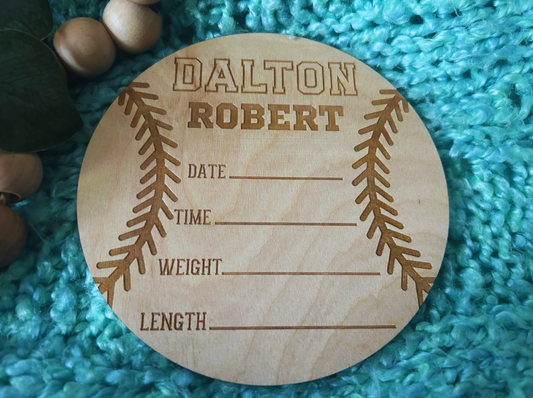 Baseball Birth Stat Sign