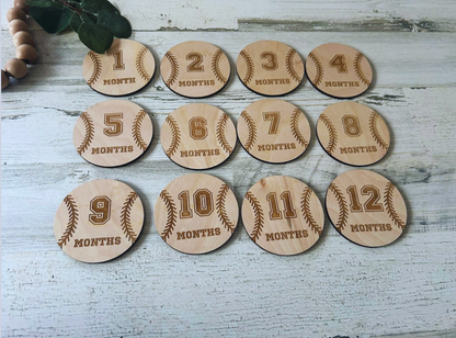 Baseball Baby Monthly Milestone Markers