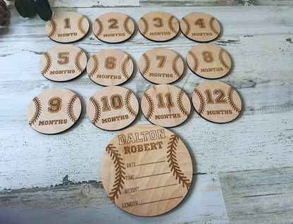 Baseball Baby Monthly Milestone Markers