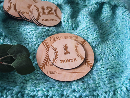 Baseball Baby Monthly Milestone Markers