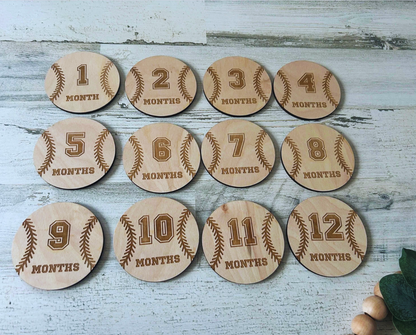 Baseball Baby Monthly Milestone Markers