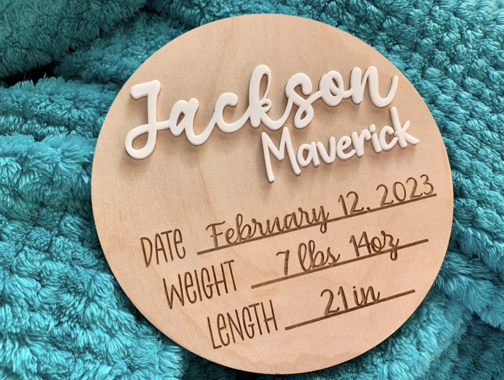 Baby Stats Announcement Sign Engraved