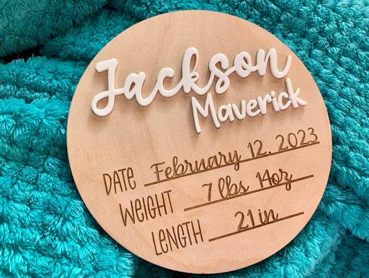Baby Stats Announcement Sign Engraved