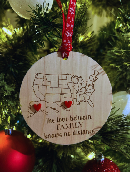 Personalized Long Distance Family Ornament
