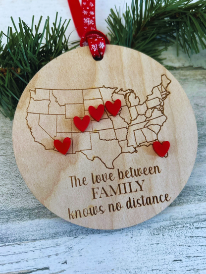 Personalized Long Distance Family Ornament