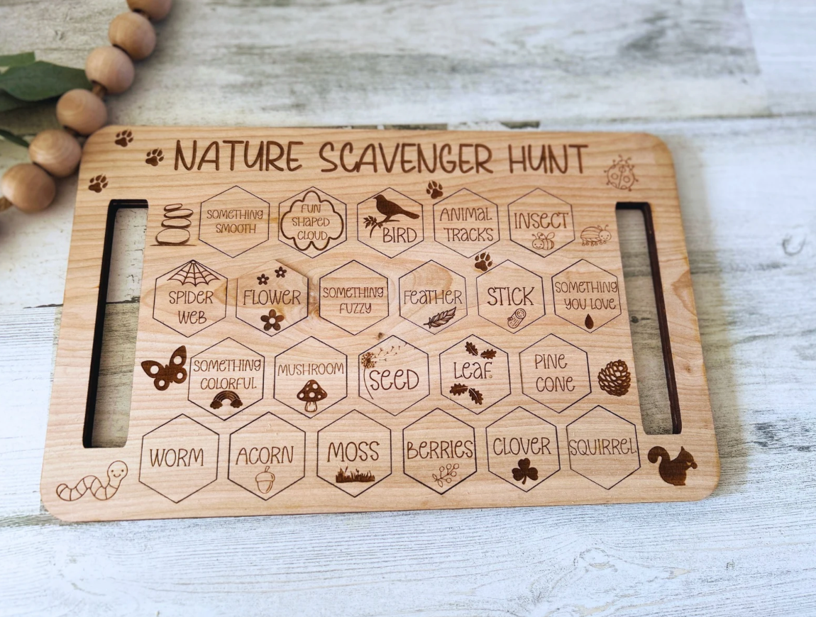 Kids Wooden Scavenger Hunt Board