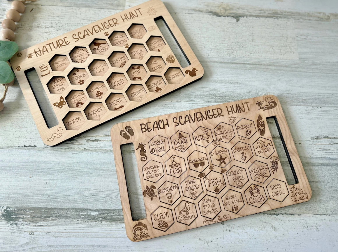 Kids Wooden Scavenger Hunt Board