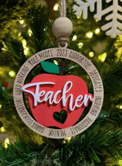 Personalized Teacher Apple Ornament
