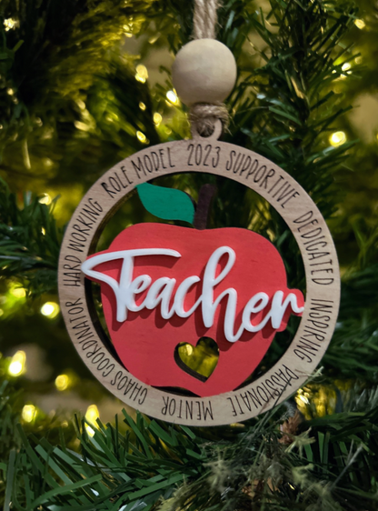 Personalized Teacher Apple Ornament