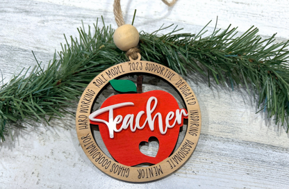Personalized Teacher Apple Ornament