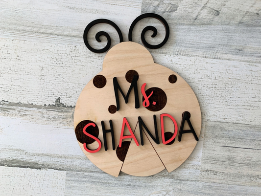 Personalized Teacher Ladybug Sign