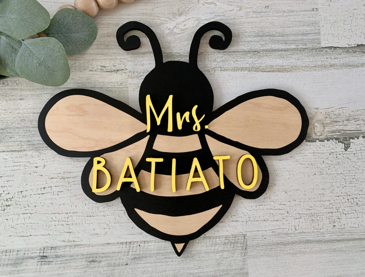 Personalized Teacher Bee Sign