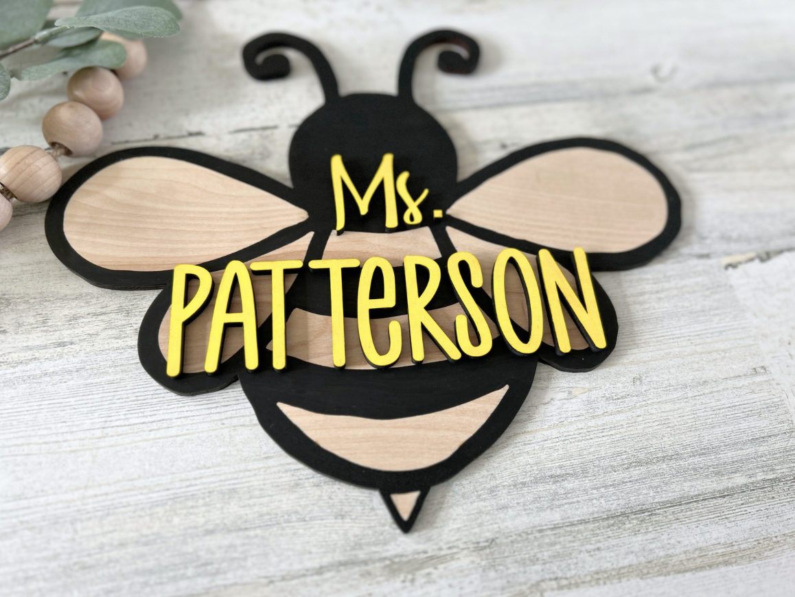 Personalized Teacher Bee Sign