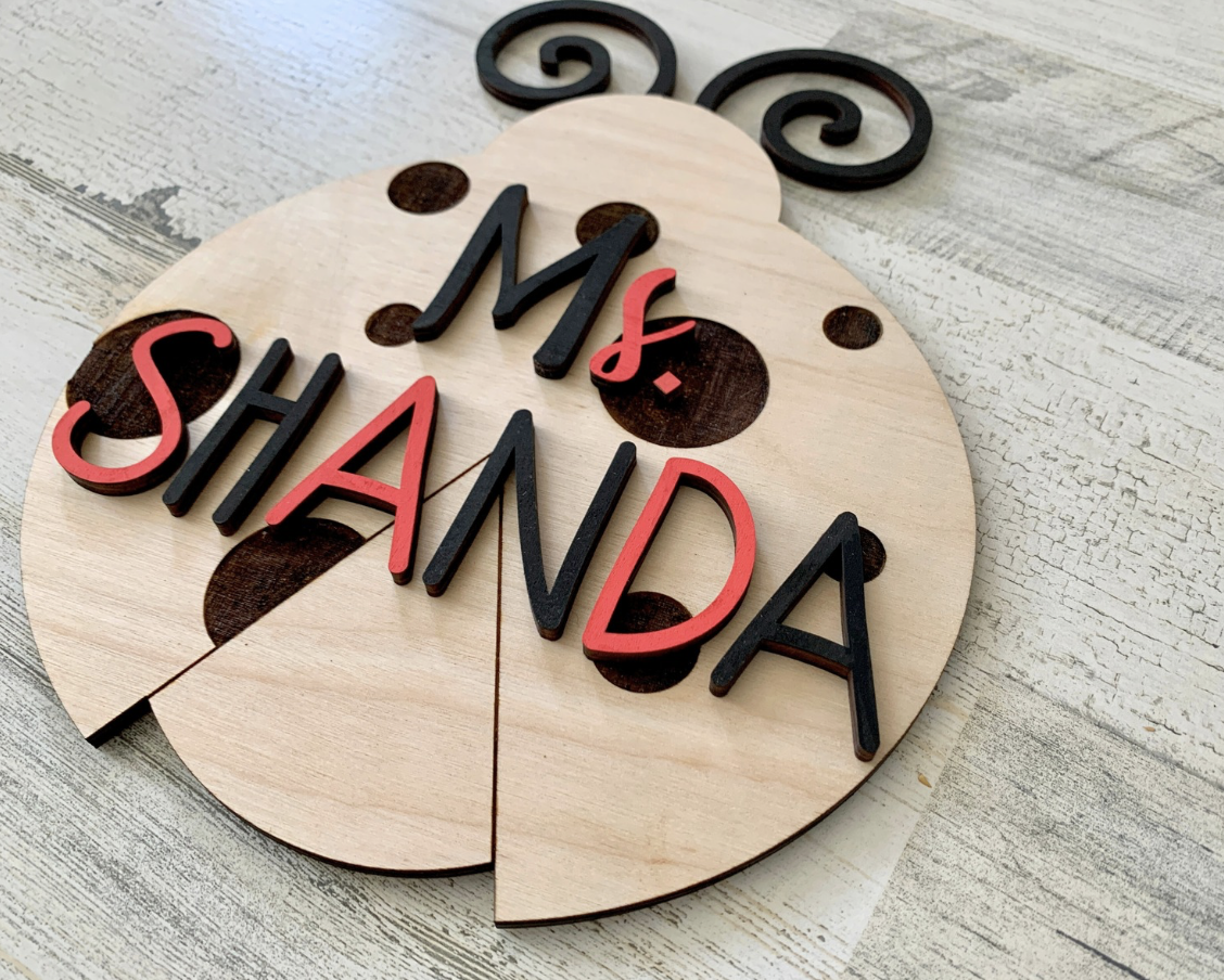 Personalized Teacher Ladybug Sign