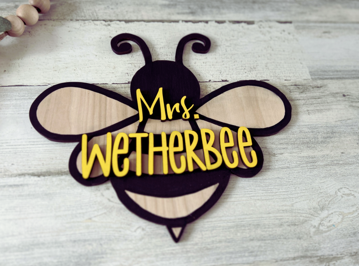 Personalized Teacher Bee Sign