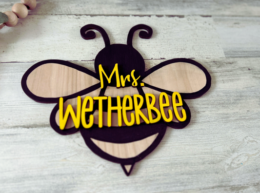 Personalized Teacher Bee Sign