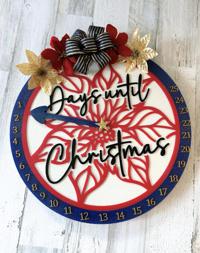 Poinsettia Christmas Countdown Sign
