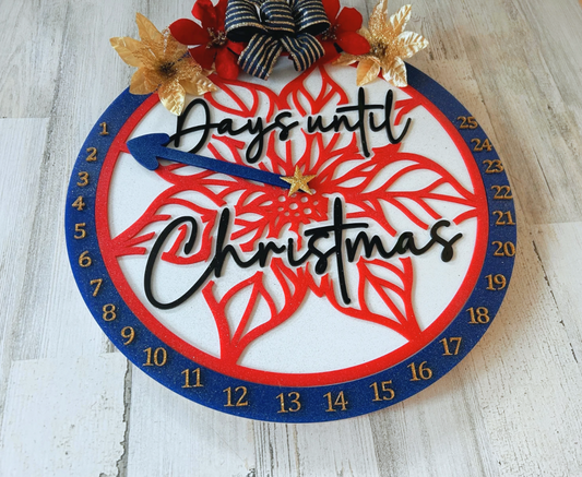 Poinsettia Christmas Countdown Sign