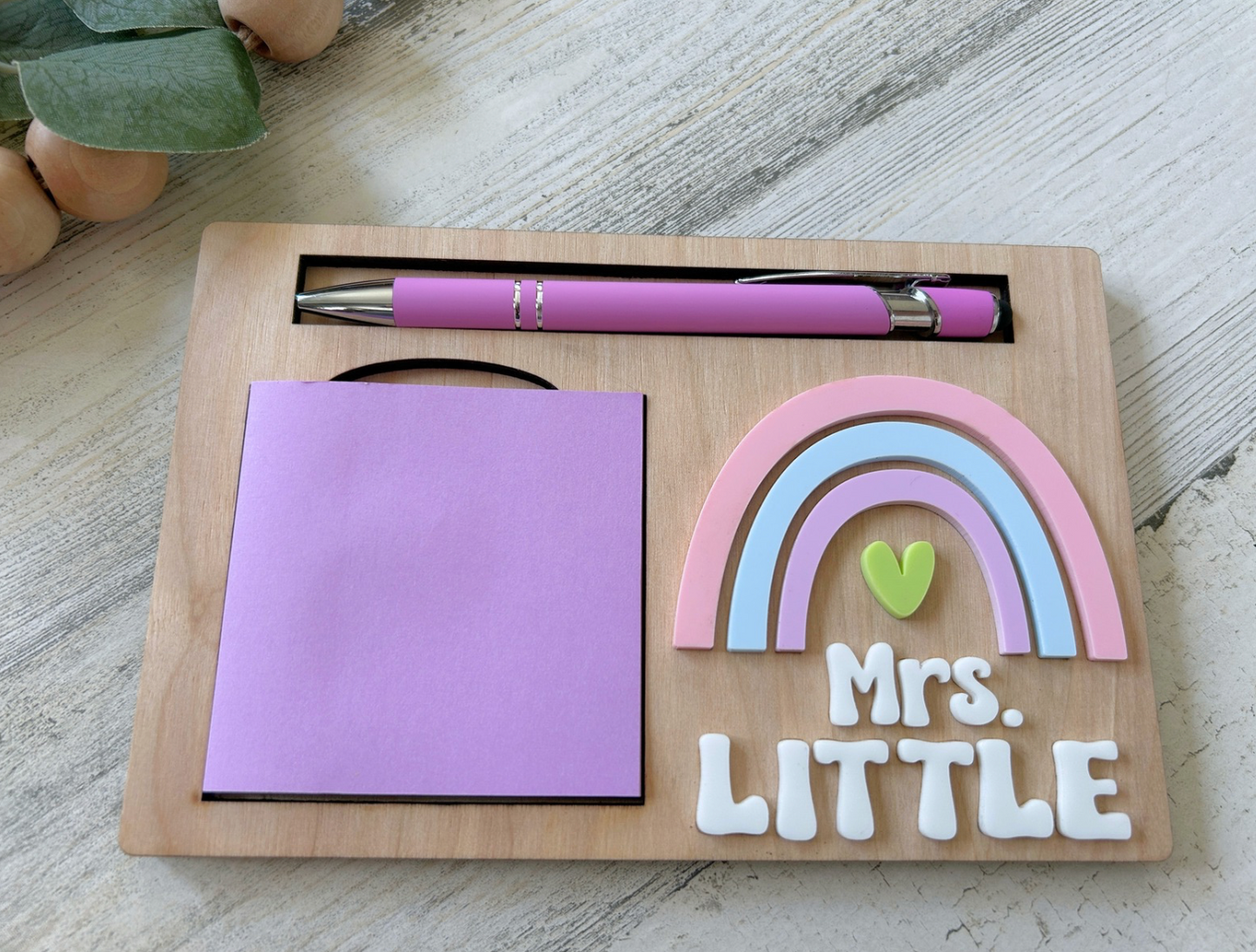 Personalized Rainbow Post it Note Holder