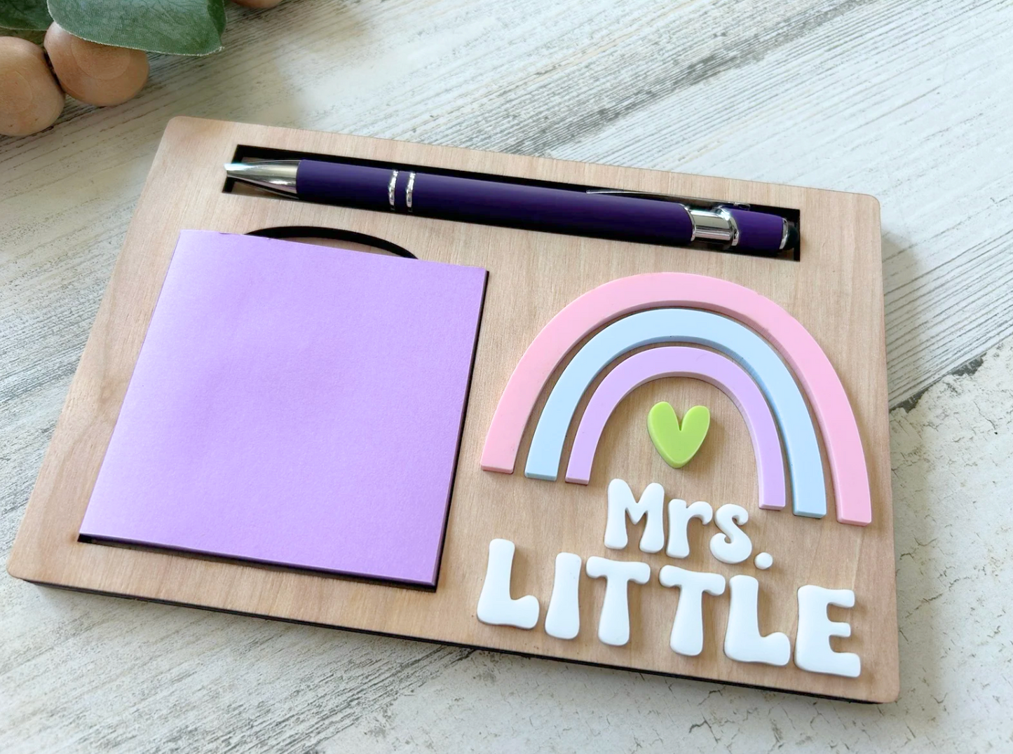 Personalized Rainbow Post it Note Holder