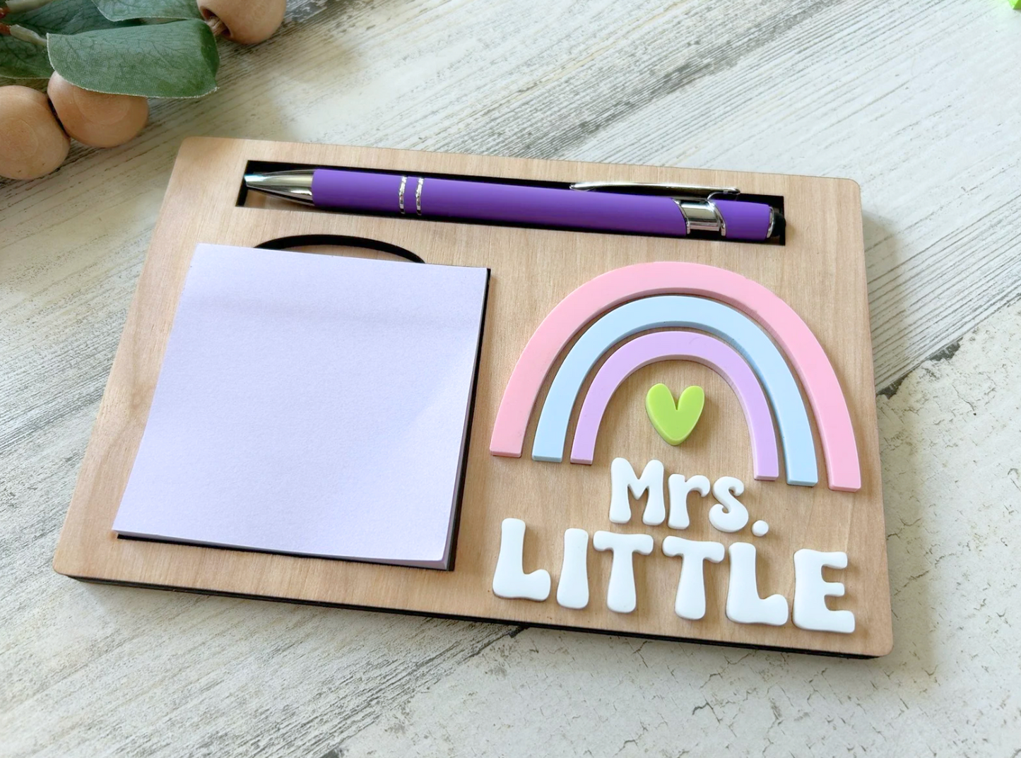 Personalized Rainbow Post it Note Holder